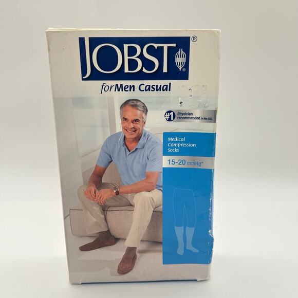 JOBST Compression‎ Socks Mens Small 15-20 mmHg Knee CT Khaki Knee High NEW - Picture 1 of 6
